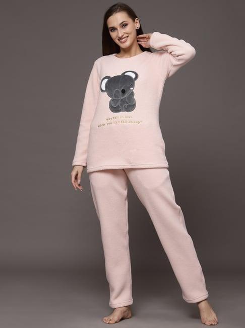 sweet dreams pink self design pullover with lounge pants