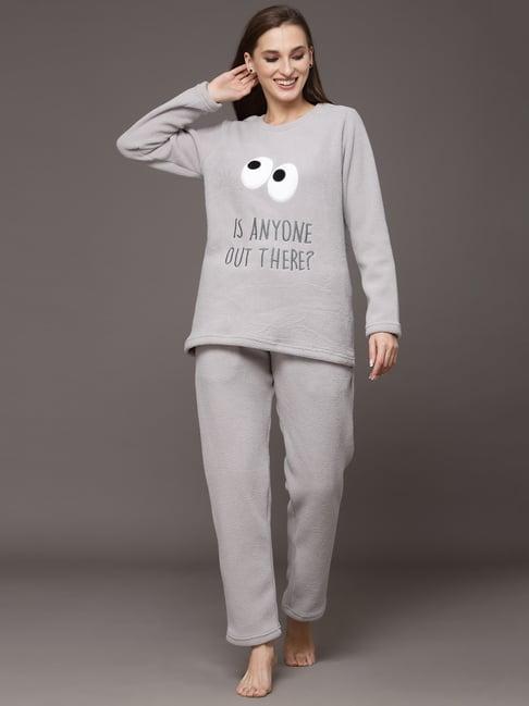 sweet dreams grey self design pullover with lounge pants