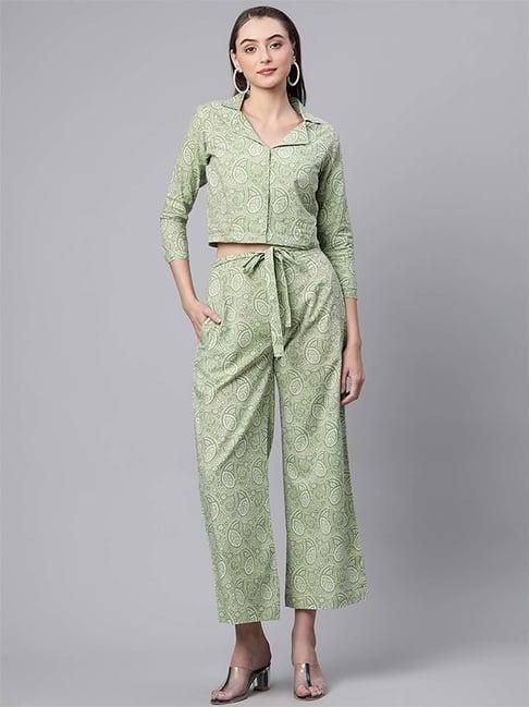 kipek green cotton printed co-ord set