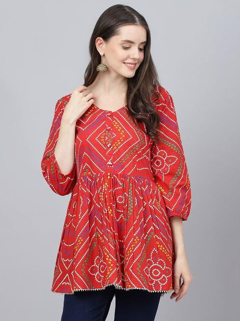 divena orange pure cotton printed tunic