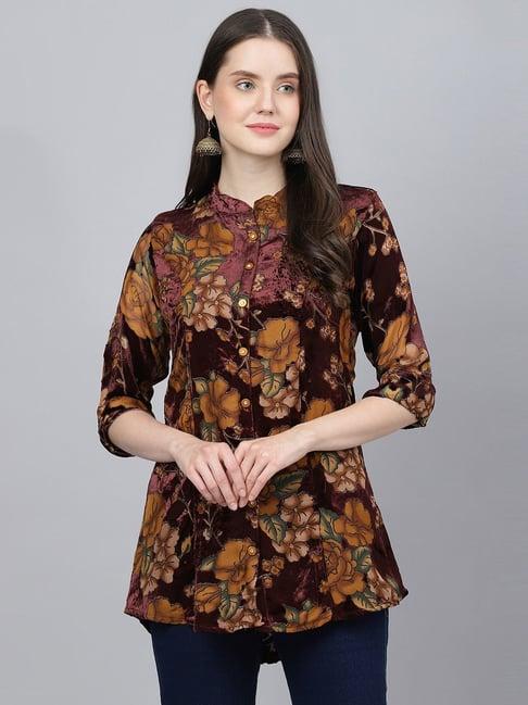 divena wine floral print shirt