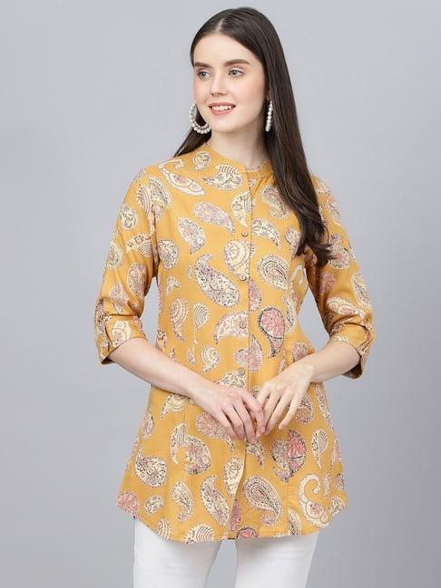 divena mustard paisley print shirt