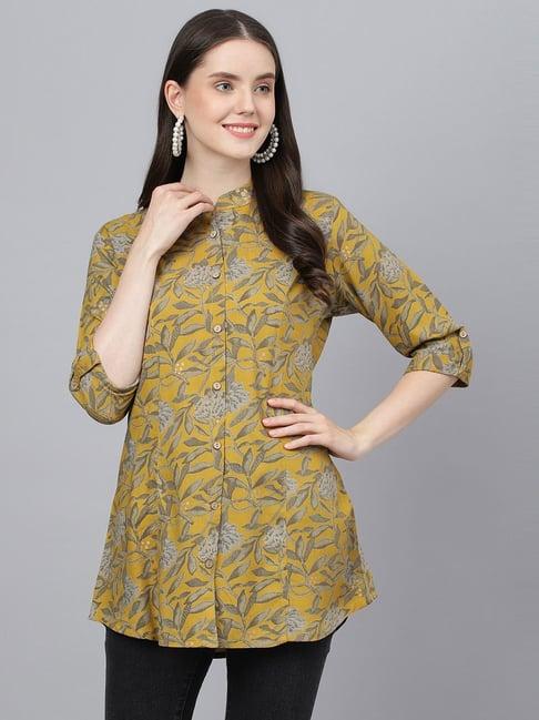 divena mustard floral print shirt