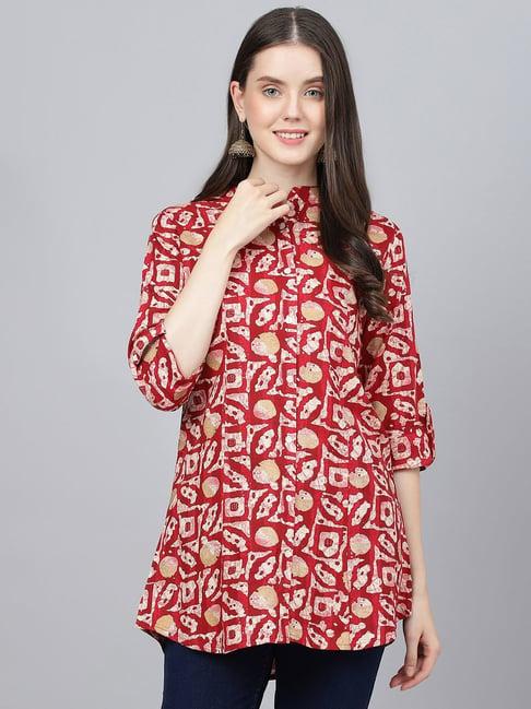 divena red printed shirt