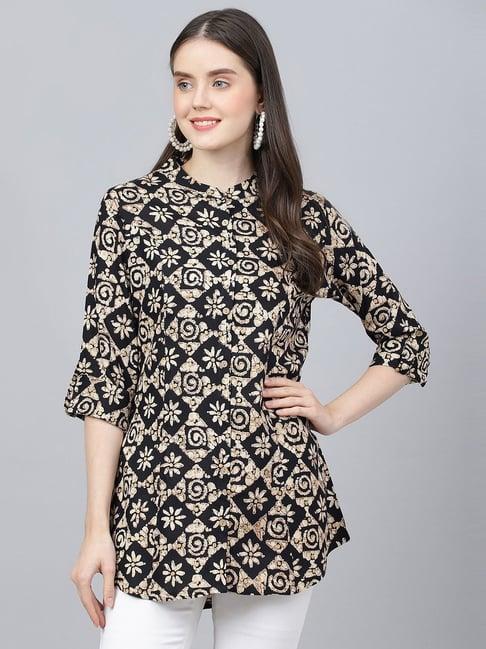 divena black & beige printed shirt