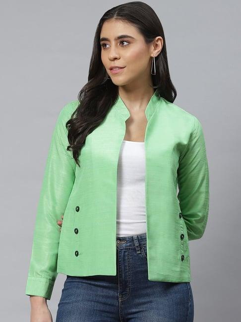 cottinfab green casual polyester jacket