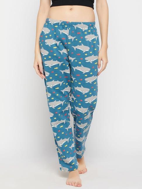 clovia blue printed pyjamas