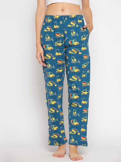 clovia blue printed pyjamas