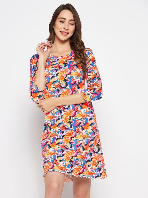 clovia multicolor printed cotton night dress