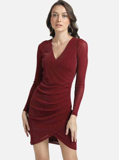 kazo maroon wrap dress