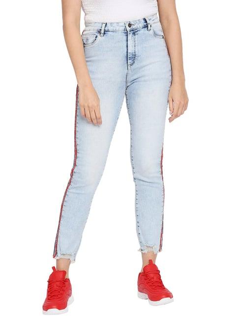 being human light blue regular fit mid rise jeans