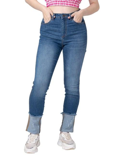 being human blue regular fit mid rise jeans