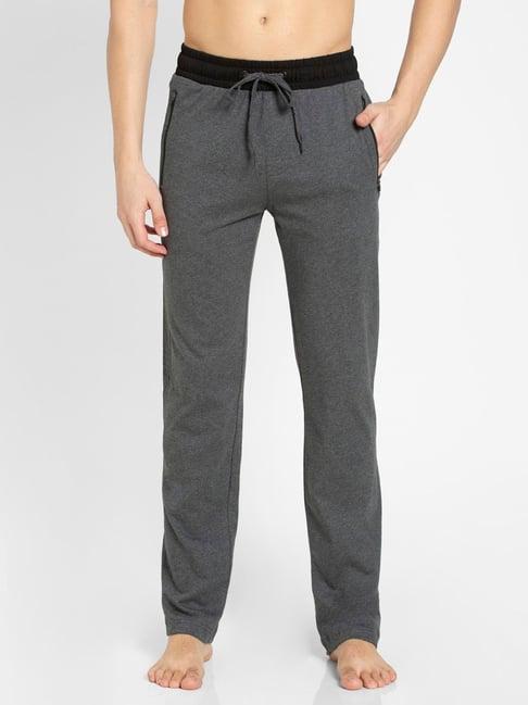 jockey 9510 charcoal melange super combed cotton rich trackpants with side & back pockets