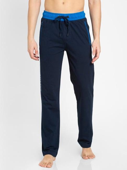 jockey 9510 navy super combed cotton rich trackpants with side & back pockets