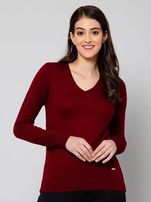 crozo by cantabil maroon wool pullover