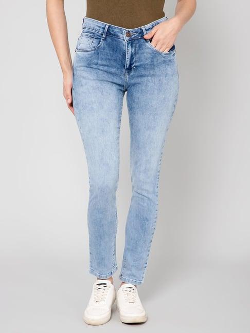 cantabil blue denim regular fit mid rise hillium jeans