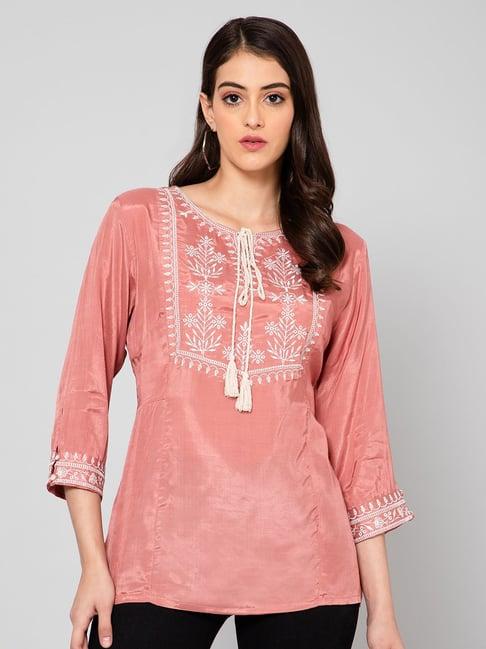 cantabil peach embroidered top