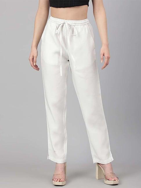 janasya white mid rise pants