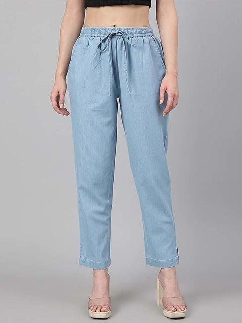 janasya blue mid rise pants