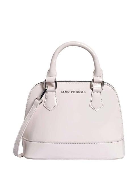 lino perros white solid medium handbag