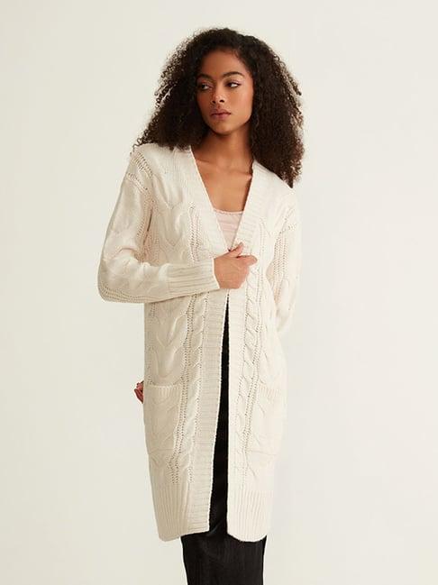 cover story white long cardigan