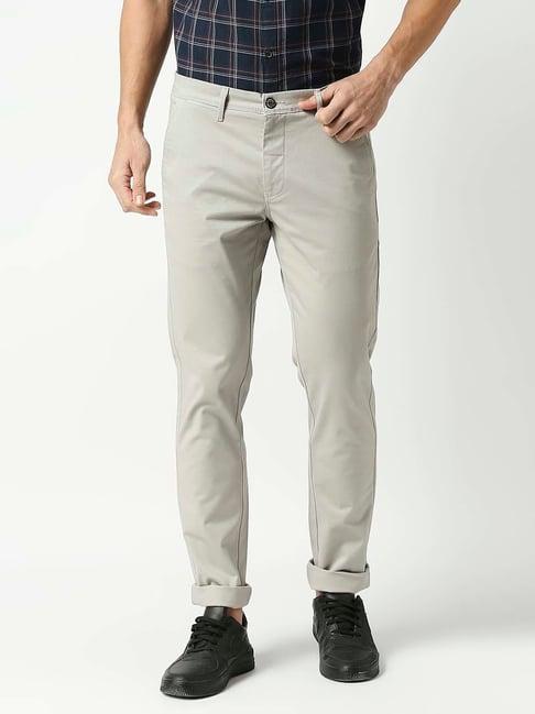 dragon hill light grey cotton slim fit chinos