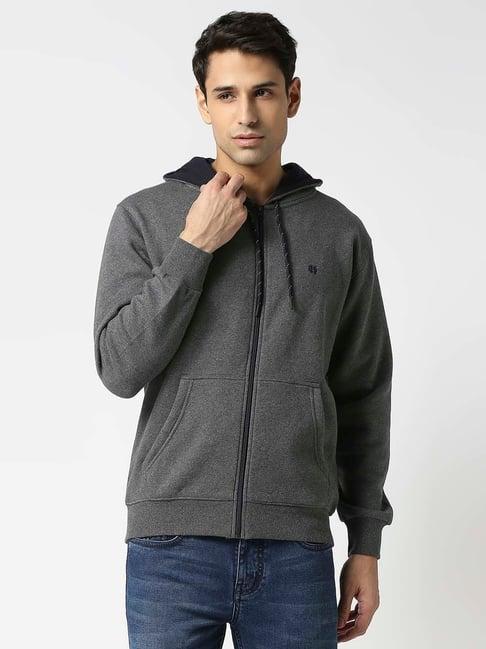 dragon hill dark grey slim fit hooded sweatshirt