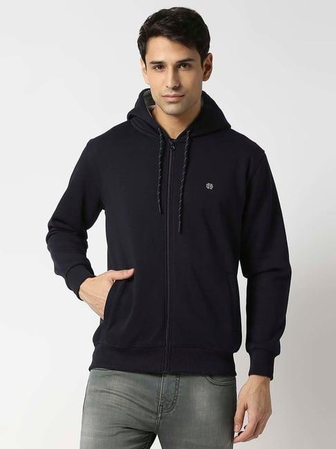 dragon hill navy slim fit hooded sweatshirt