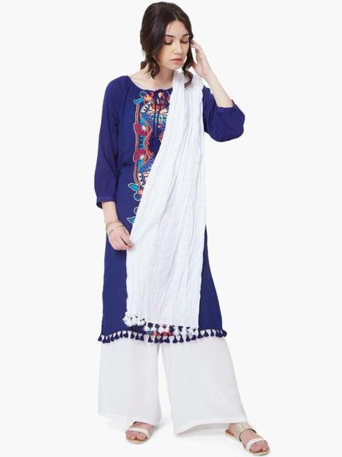 melange by lifestyle white cotton dupatta