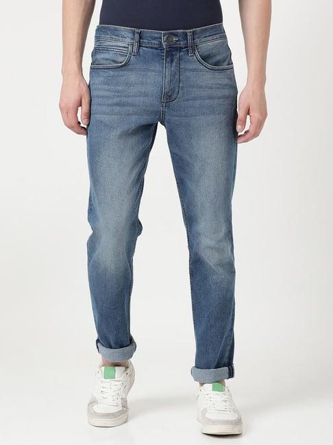 lee light blue cotton slim fit jeans