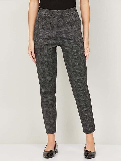 code by lifestyle grey chequered pants