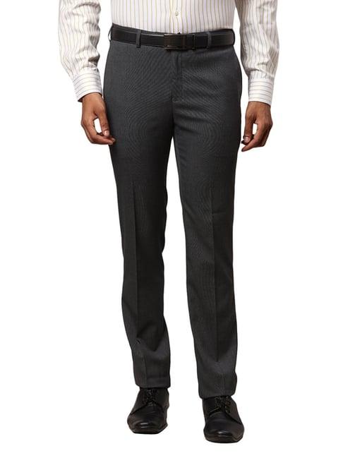 raymond grey slim fit checks trousers