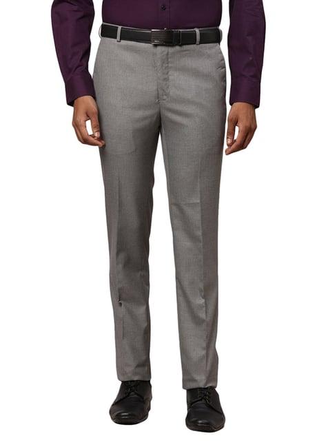 raymond grey slim fit checks trousers