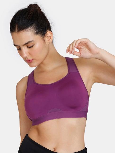 zelocity by zivame purple quick dry sports bra