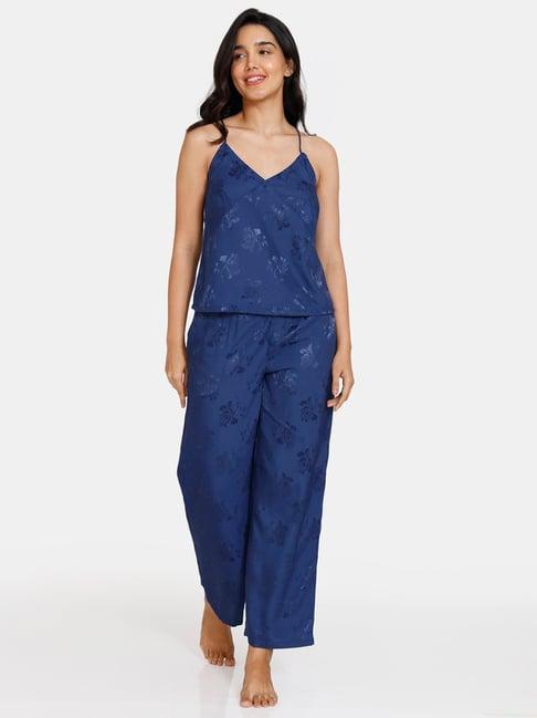 zivame blue printed camisole top & pyjamas