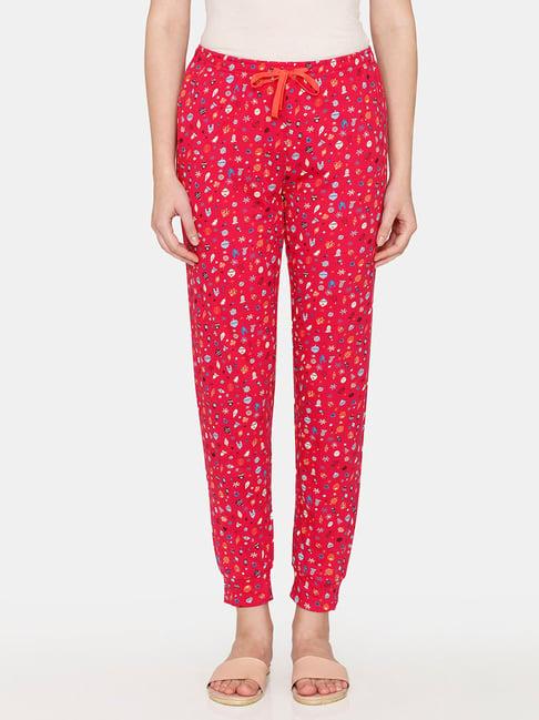 zivame red printed pyjamas