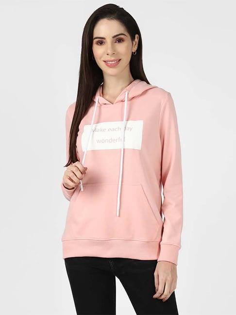 urbanmark pink cotton printed hoodie