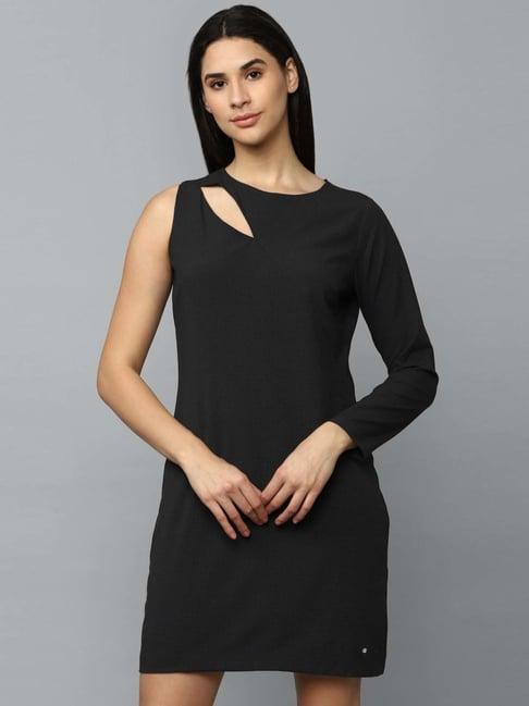 allen solly black regular fit a-line dress