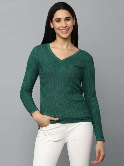 allen solly green striped top