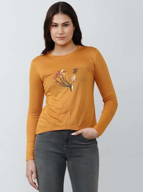 van heusen orange graphic print top