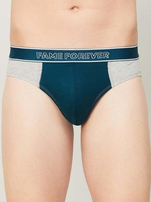 fame forever by lifestyle grey & blue cotton regular fit colour block briefs