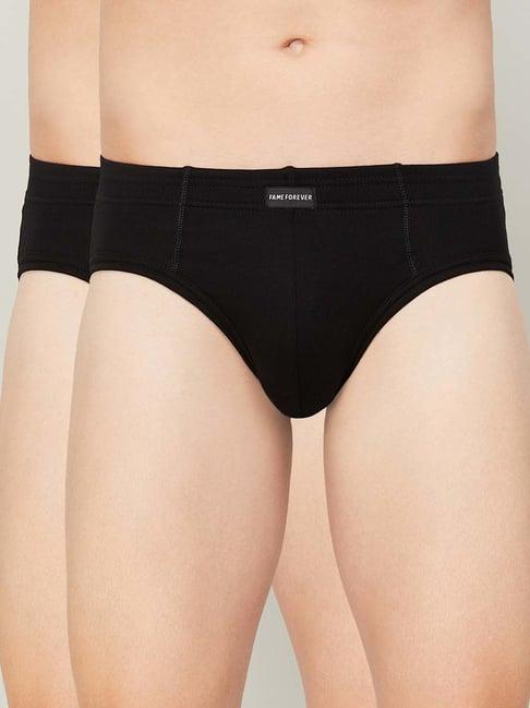 fame forever by lifestyle black cotton regular fit briefs - pack of 2