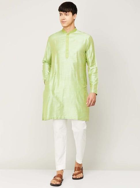 melange by lifestyle green regular fit kurta bottom set