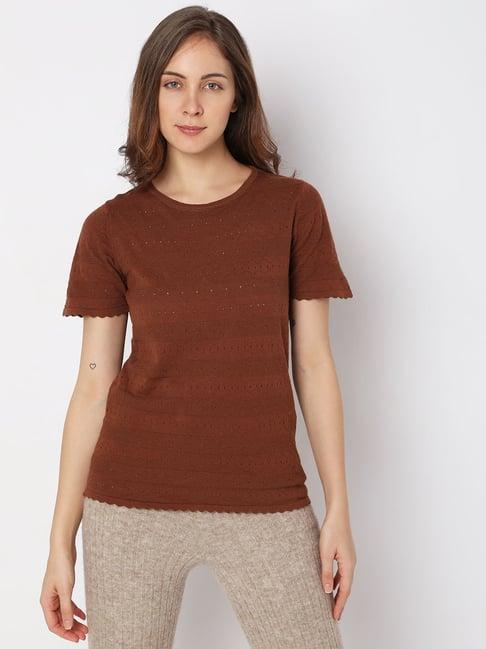 vero moda brown self design top