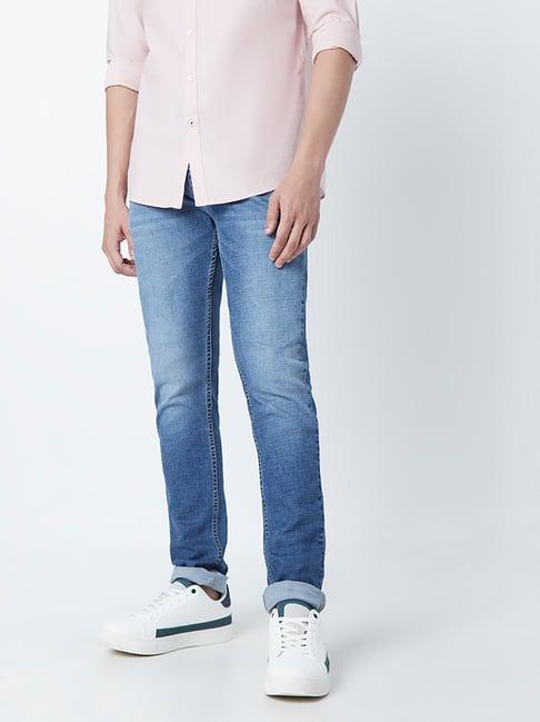 wes casuals by westside blue faded design jeans