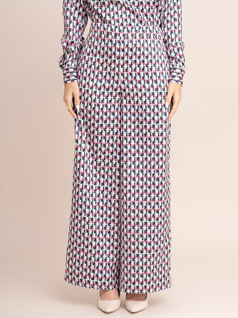 fablestreet multicolor printed relaxed fit mid rise trousers