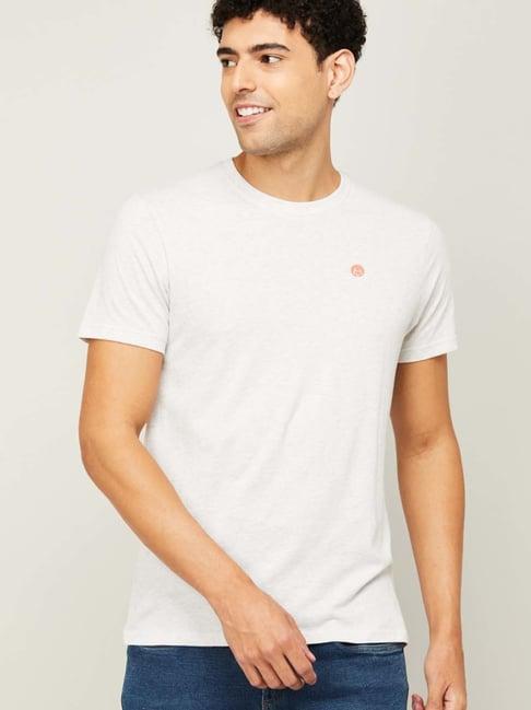 bossini white cotton regular fit t-shirt