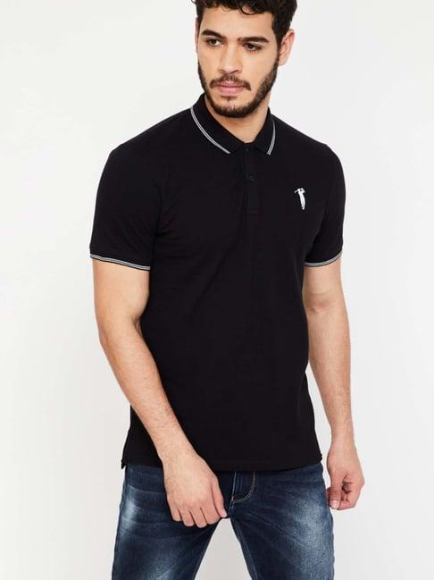 bossini black regular fit polo t-shirt