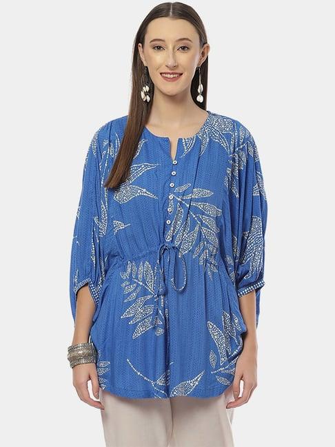 biba blue printed top