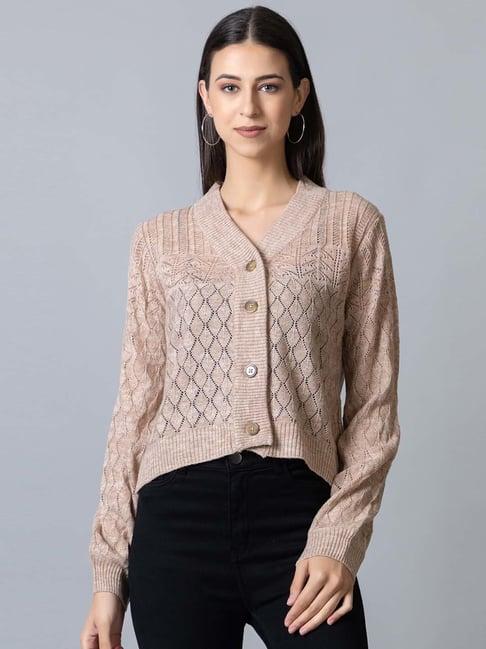 club york beige self pattern cardigan